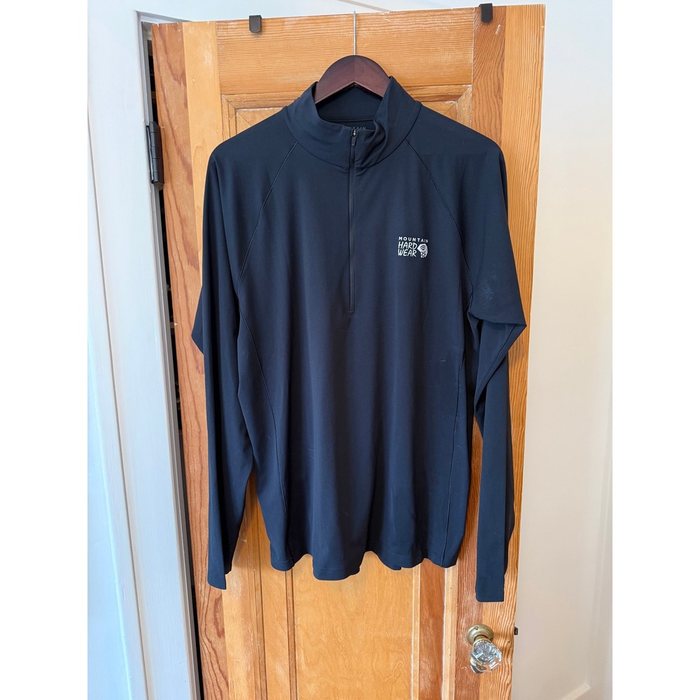 Mountain Hardwear Mens XL Black Quarter Zip Pullover Thumbhole Active Top